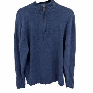 Daniel Bishop Blue 100% Cashmere 1/4 Zip Pullover Sweater Large flaw